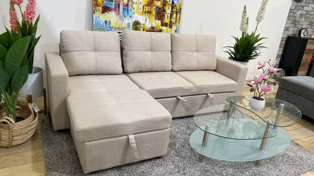 Sofá modular beige y gris