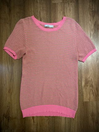 Blusa Zara Malla Rosa y Beige Talla M