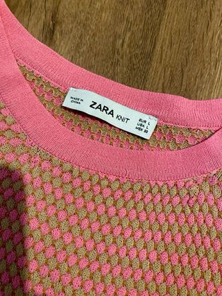 Blusa Zara Malla Rosa y Beige Talla M