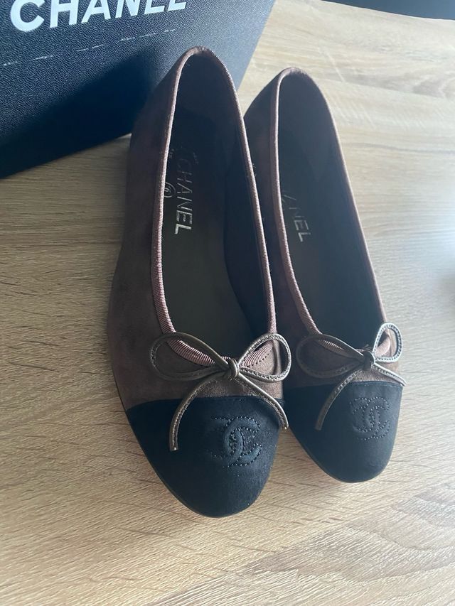Bailarinas Chanel Marrón y Negro ante