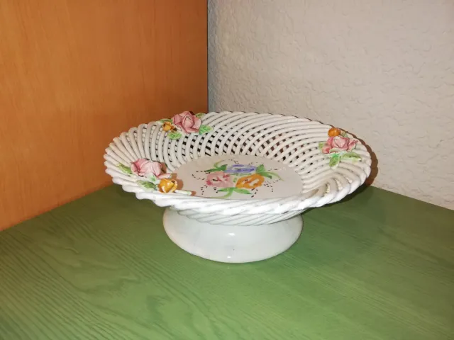 Frutero de porcelana vintage con flores