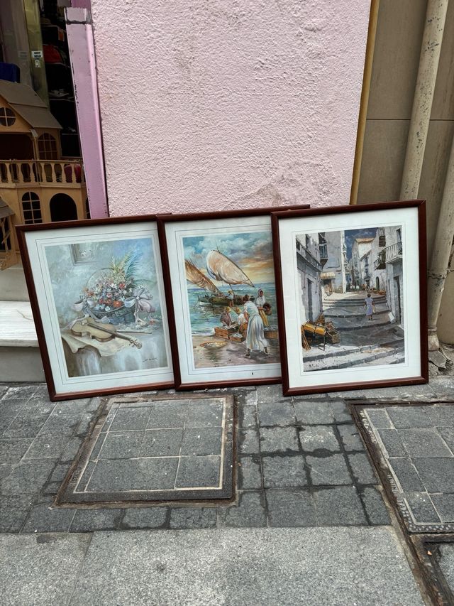 Set di 3 dipinti decorativi vintage