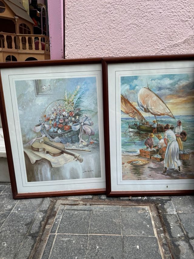 Set di 3 dipinti decorativi vintage