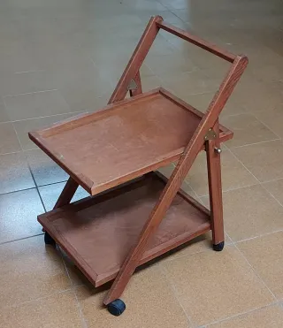 Carrello da bar pieghevole in legno con ruote