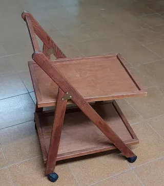 Carrello da bar pieghevole in legno con ruote
