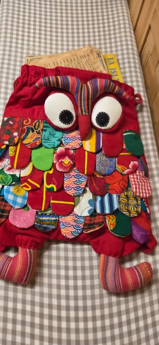 Mochila infantil de tela con diseño de búho