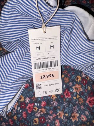 Bikini Oysho Talla M/L Rayas Azul Blanco