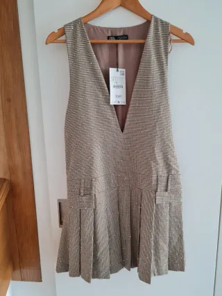 Vestido Zara Beige/Marrón Talla S
