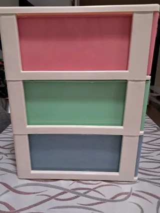 Cajonera de plástico apilable 3 niveles