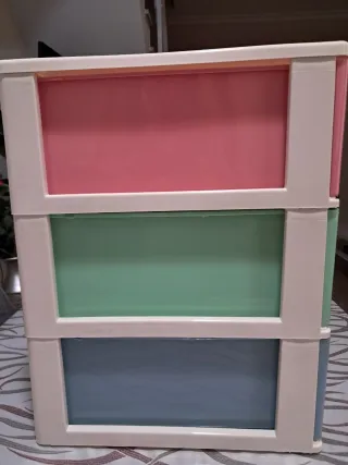 Cajonera de plástico apilable 3 niveles