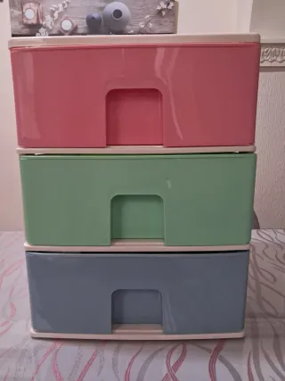 Cajonera de plástico apilable 3 niveles