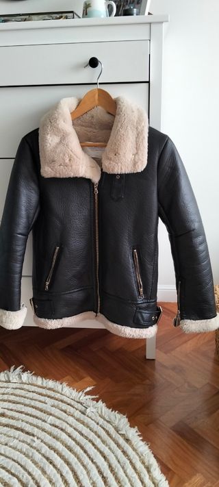 Cazadora Biker Piel Sintética Forrada totalmente