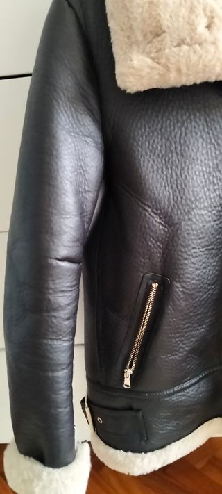 Cazadora Biker Piel Sintética Forrada totalmente