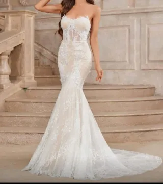 Vestido de Novia Sirena Encaje Blanco 