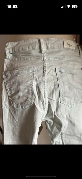Pantalones vaqueros tiro alto algodón elastano XS