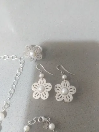 Conjunto de Joyería Plata y Perlas