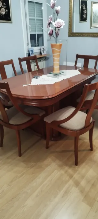 Mesa comedor y 6 sillas madera