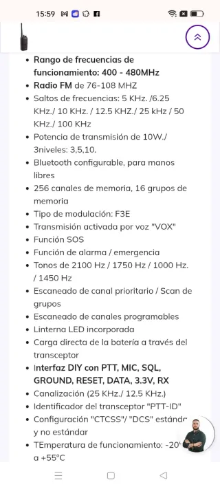 Walkie Talkie Wouxun KG-968 bluetooth