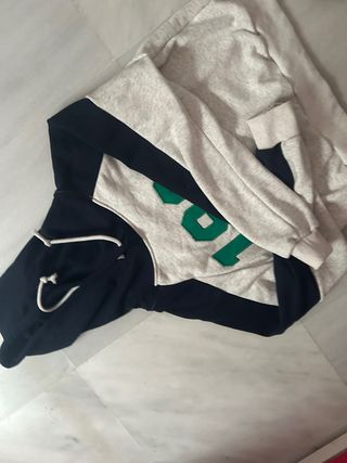 Sudadera Bershka Gris y Azul Talla S
