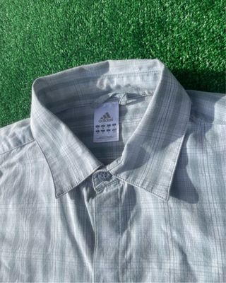 Camisa de Cuadros Adidas Gris y Blanca