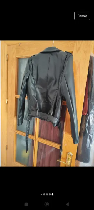 Cazadora Biker Polipiel Negra