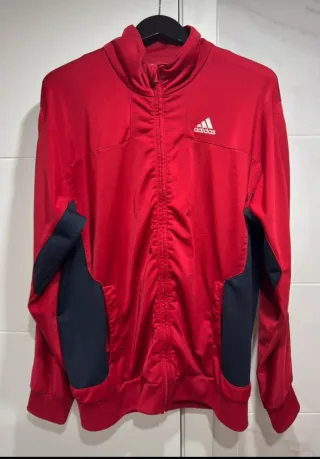 Chaqueta chándal Adidas roja y negra retro vintage