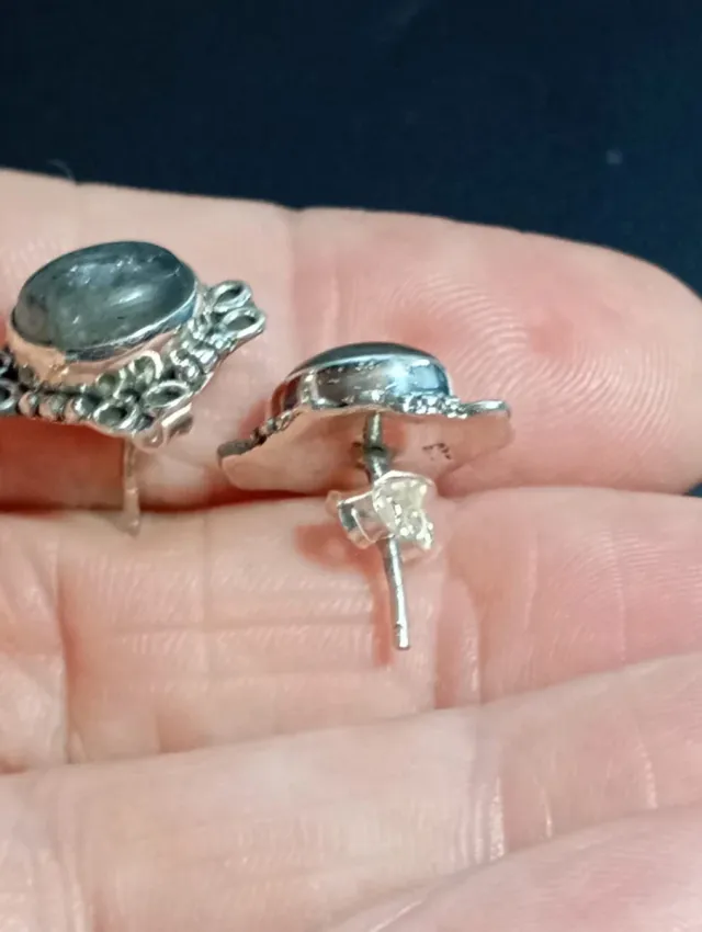 Pendientes Plata Ley Labradorita Azul