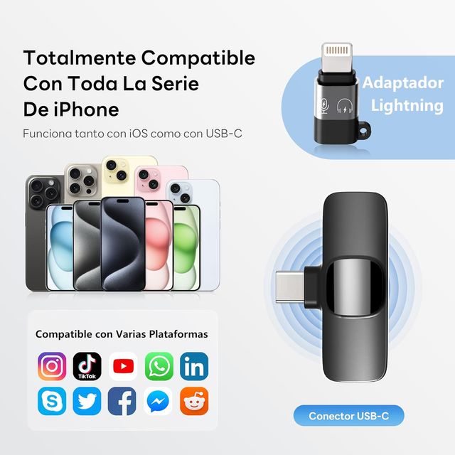 ✨ - Qhot Micrófono Inalámbrico Solapa para iPhone