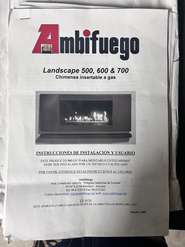 CHIMENEA HIERRO CONEXIÓN GAS, ENCENDIDO CON MANDO