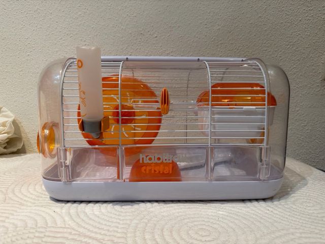 Jaula hámster con bola y bebedero