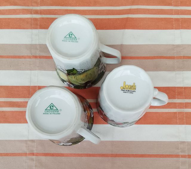 3 Mugs Porcelana Frutas
