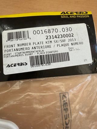 Placa porta número KTM 2013