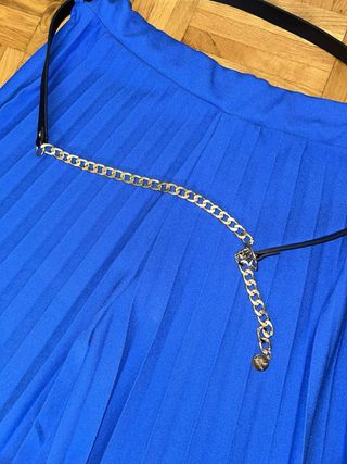 Pantalón palazzo plisado azul