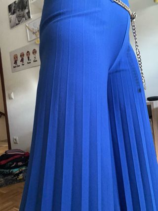 Pantalón palazzo plisado azul