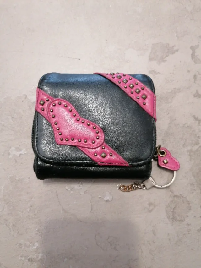 Portafoglio donna nero e fucsia