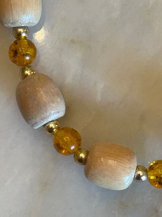 Set collana e bracciale vintage in legno e resina