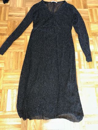 Vestido Negro y Plateado Brillante