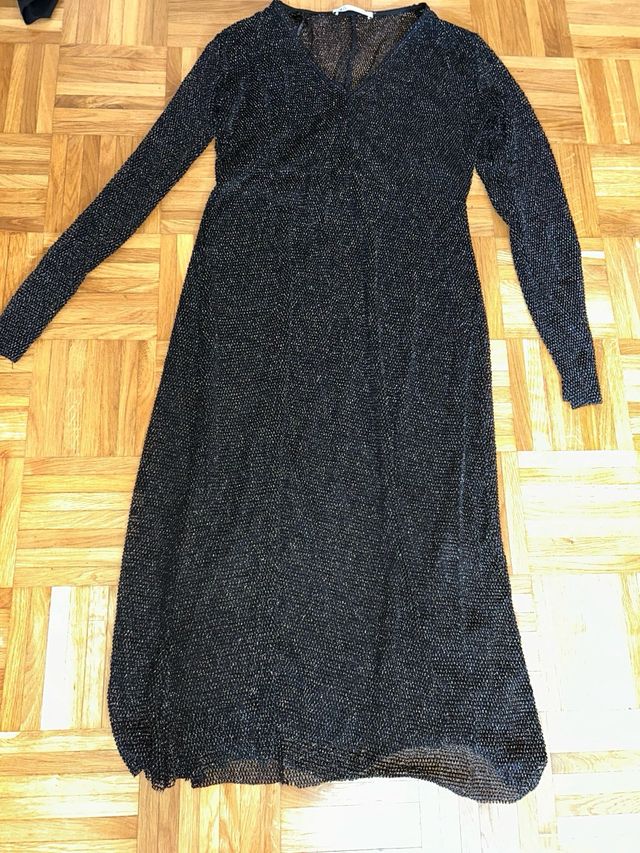 Vestido Negro y Plateado Brillante