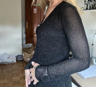 Vestido Negro y Plateado Brillante