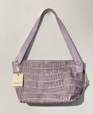 Bolso Petusco Piel Lavanda Cocodrilo