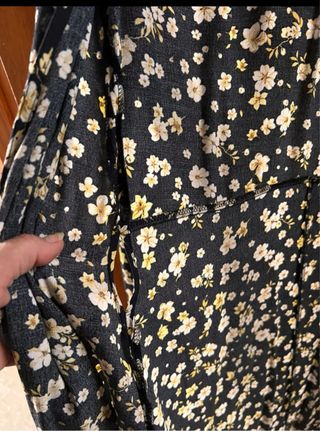 Vestido floral manga larga con cinturón