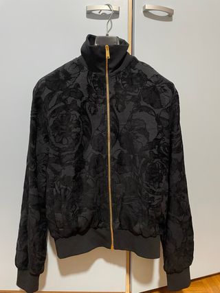 Giubbotto Versace Nero Floreale Zip Oro