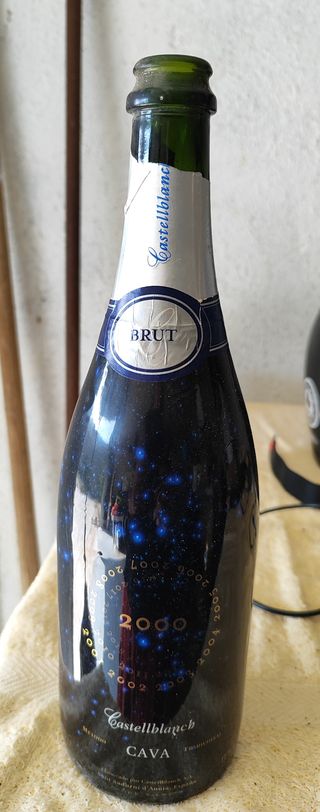 Bottiglie vuote di birra e spumante