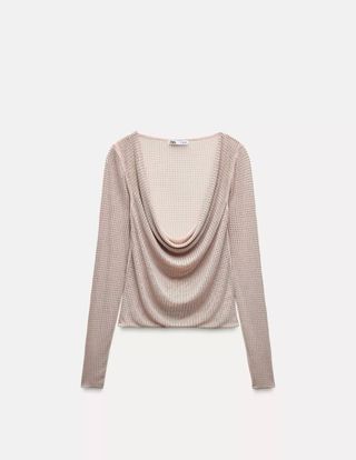 Top Zara Beige con Pedrería