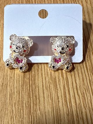 Pendientes Osito Oro Laminado 14k