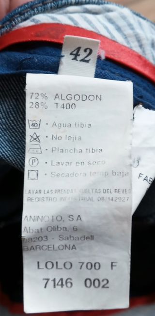 Pantalón vaquero Aninoto azul Talla 42