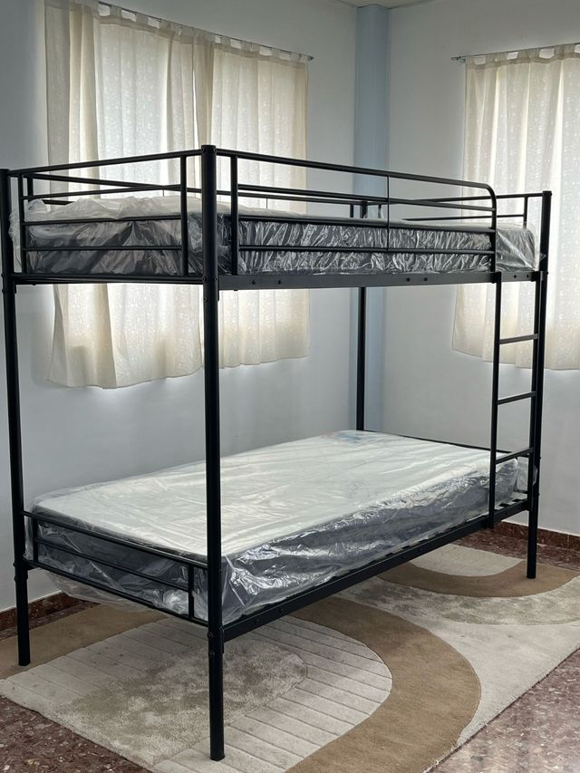 Litera metálica negra juvenil - colchones 90x190