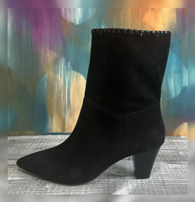 Botas Zara Piel Tacón Punta Negra