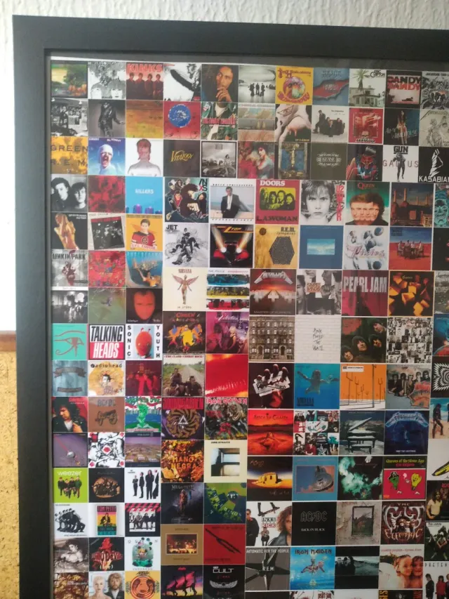 Collage único de discos míticos. Marco incluido.
