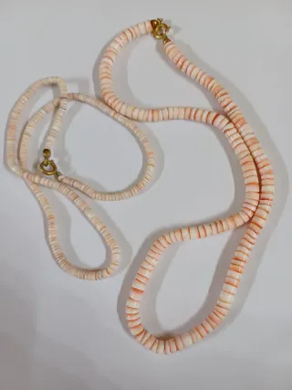 Set di 2 collane conchiglia rosa e beige